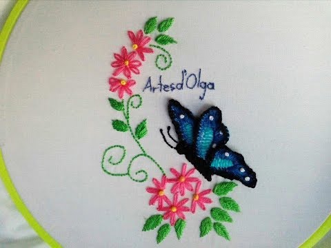 Видео: Ручная вышивка: 3D-бабочка | Artesd'Olga