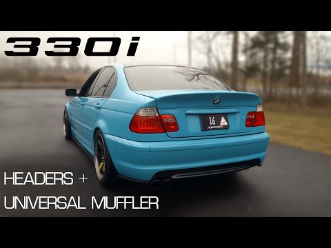 Видео: BMW E46 330i с универсальным глушителем с клапанами и коллекторами