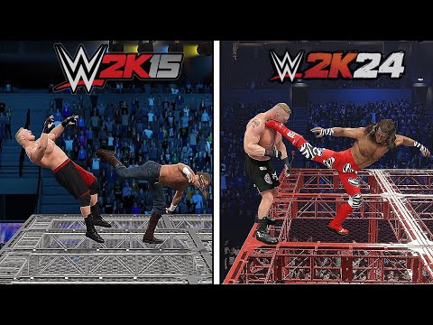 Видео: Лучшие экстремальные ФИНИШЕРЫ в WWE 2K15 против WWE 2K24!!!