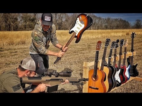 Видео: Сколько гитар выдержат выстрел .50 BMG | Разрушительное ранчо | Перевод Zёбры