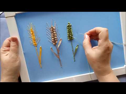 Видео: МК. Колоски в вышивке лентами. Часть 3.