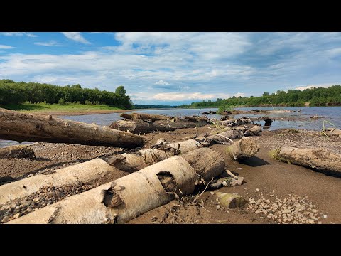 Видео: Рыбалка на острове. Поход в 30 км. Река Вятка обмелела, а ведь еще июнь, что дальше?...