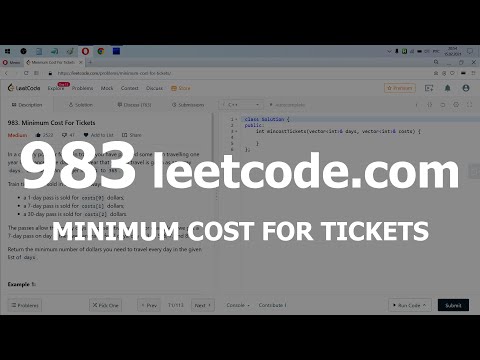 Видео: Разбор задачи 983 leetcode.com Minimum Cost For Tickets