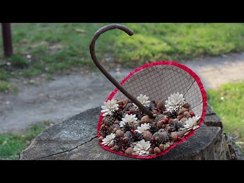 Видео: Осенний зонтик из природных материалов / Autumn umbrella made of natural materials /Творческое место