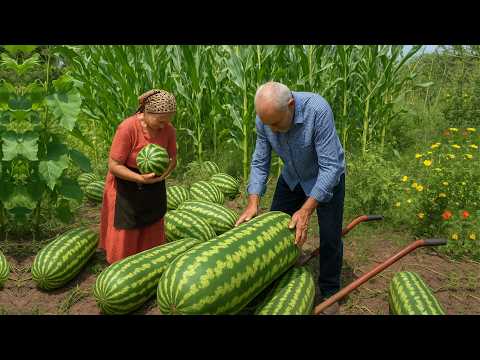 Видео: АЗЕРБАЙДЖАН: Бабушки и дедушки собирают арбузы на Кавказе | Свежие соки и десерты #азербайджан