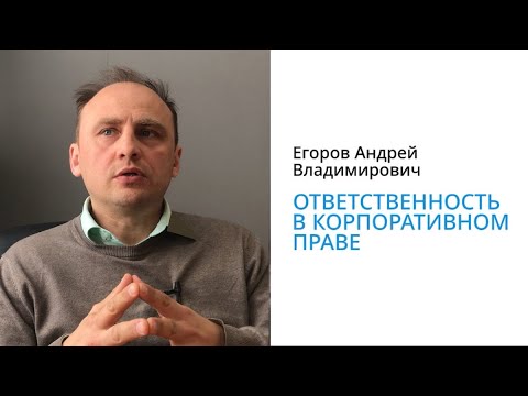Видео: Егоров А.В. Об ответственности директора в корпоративном праве