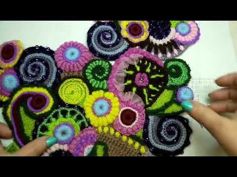 Видео: Фриформ крючком. Заканчиваю вязать рукав. Часть 2.