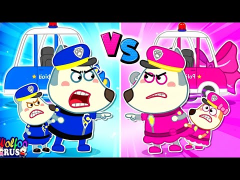 Видео: Розовая полиция против Синей! | Весёлые приключения семьи Вулфу | Wolfoo Russian