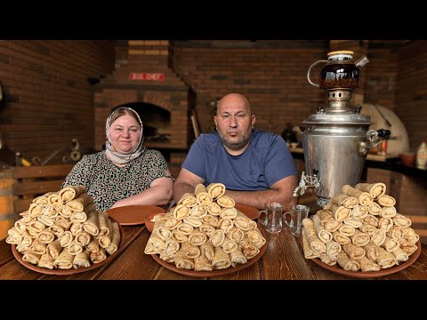 Видео: Ажурные Блины с Мясной Начинкой,Готовим на дровах!