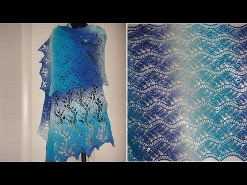 Видео: Палантин Китайское кружево / Все реки текут. Вязание спицами. Кауни