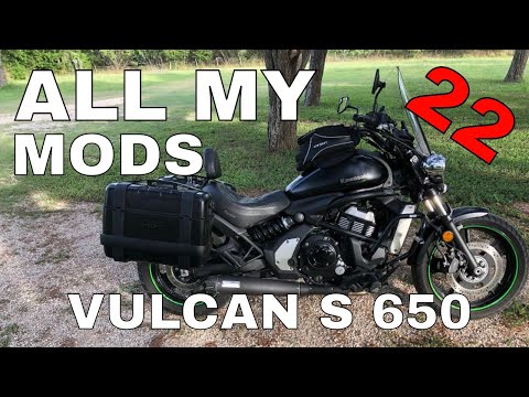 Видео: Обзор всех моих модификаций и аксессуаров - Kawasaki Vulcan S 650 - Corbin Givi Arrow Booster Plu...