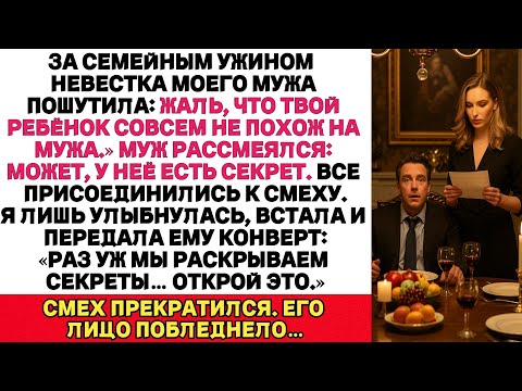 Видео: За ужином все СМЕЯЛИСЬ , что ребёнок не от МУЖА. Я просто подала КОНВЕРТ с правдой