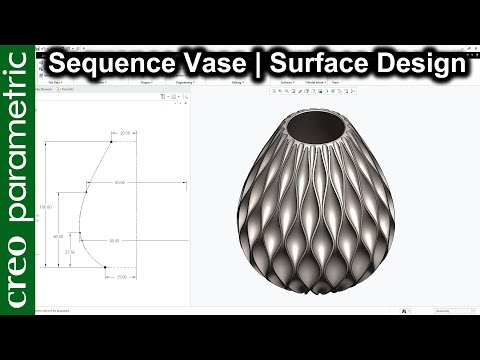 Видео: Ваза Sequence | Граничное смешивание | Моделирование поверхности в Creo Parametric