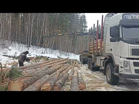 Видео: Погрузка лесовоза гидро манипулятор kesla