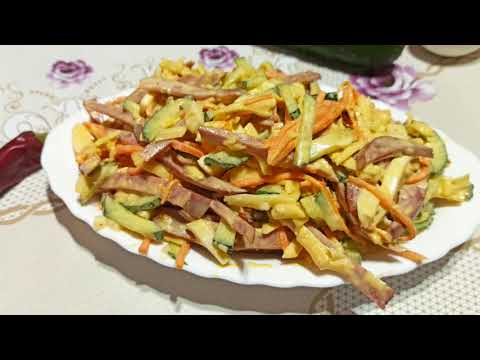 Видео: Салат с копченой колбасой "Флоренция". Очень вкусно и быстро