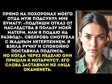 Видео: «Подпиши отказ от наследства, иначе я с тобой разведусь!» — потребовал муж у гроба отца.