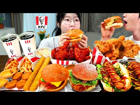 Видео: АСМР МУКБАНГ | Набор бургеров KFC ZINGER Tower. БЛТ Бургер. Приправленная курица, хот-дог, наггетс.