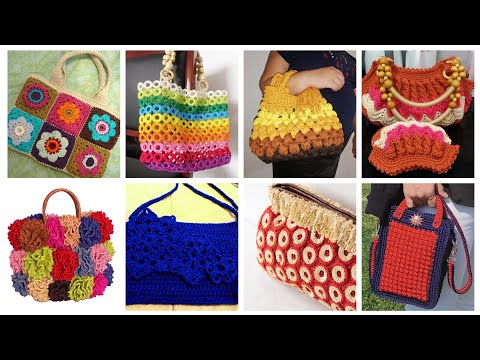 Видео: Красивые и потрясающие модели сумок, связанных крючком для девочек | Вязаные крючком кошельки