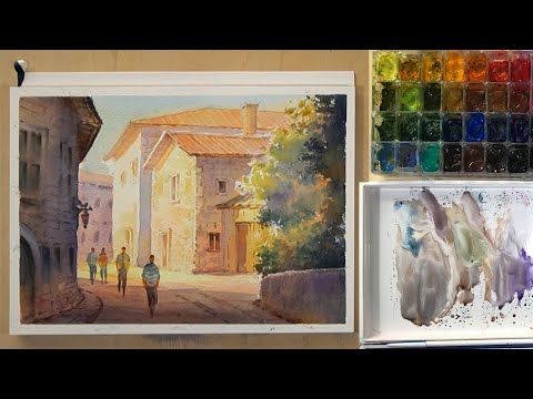 Видео: Акварельная живопись старый квартал