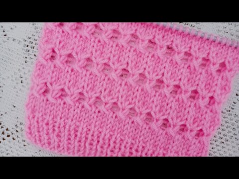 Видео: Узор спицами с горизонтальными ажурными дорожками.