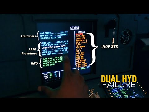 Видео: Учебное пособие по Airbus A320: Отказ двухгидравлического двигателя. Посадка идёт не по плану!