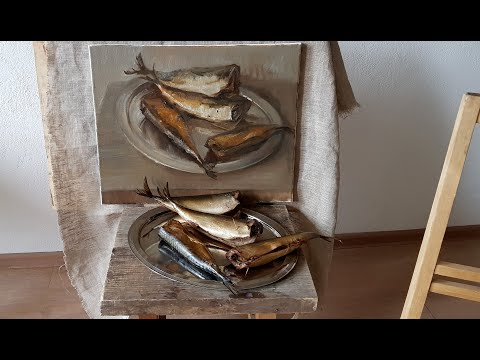 Видео: Скумбрия. Живопись маслом. Этюд в ограниченной цветовой палитре.