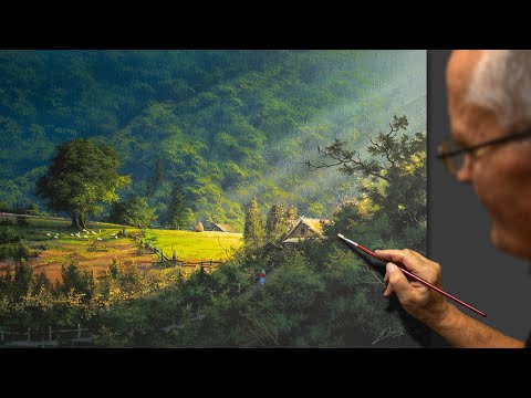 Видео: "Уютная атмосфера" (Деревенская жизнь) Картина акрилом. Художник - Виктор Юшкевич. # 93 фото 2021