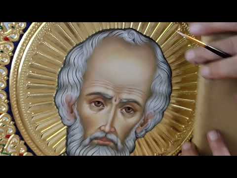 Видео: Письмо образа. Яичная темпера . Плави.Оживки≥