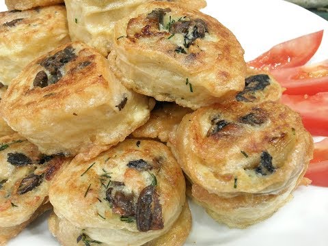 Видео: СУПЕР Рулетики из вафельных коржей".Обалденная закуска из картошки с грибами.Snack with mushrooms.