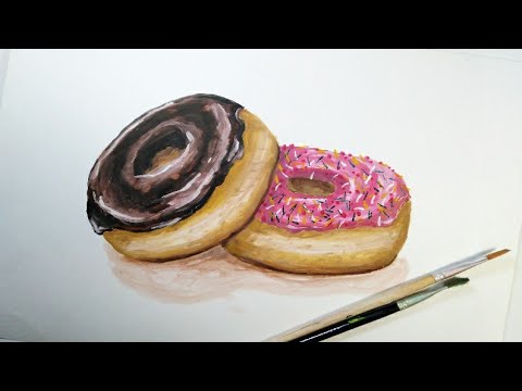 Видео: Пончики гуашью|| Рисунки для детей и взрослых!!