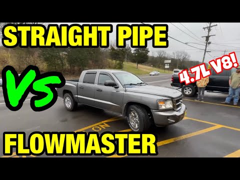 Видео: Dodge Dakota 4.7L V8: FLOWMASTER SUPER 10 против прямоточной выхлопной трубы!