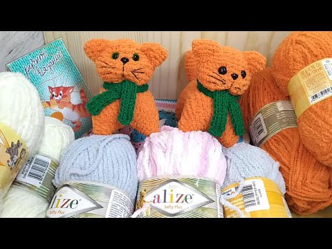 Видео: Вязаные игрушки. Котики спицами. Пряжа софти беби и софти плюс от Ализе