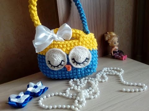 Видео: сумка совушка из трикотажной пряжи