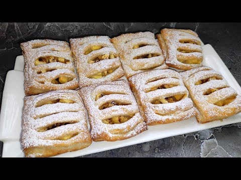 Видео: Слойки с Яблоками из Готового Слоеного Теста/Թխվածքաբլիթներ խնձորով եւ շերտավոր խմորով/