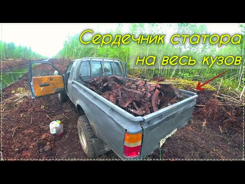 Видео: Забил полный кузов статором. Неожиданная находка на торфяном поле