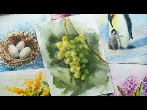 Видео: Виноградная лоза акварелью. Мастер-класс по акварели. watercolor painting tutorial