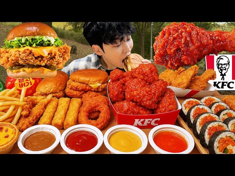 Видео: ASMR MUKBANG | Хрустящая жареная курица KFC, Чизбургер, сырная палочка рецепт ! принимать пищу