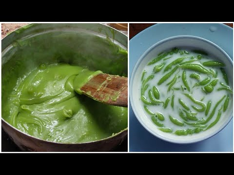 Видео: Как приготовить традиционный пандан лод чонг? Давайте посмотрим. (Лорд-Чонг) Тайский десерт.