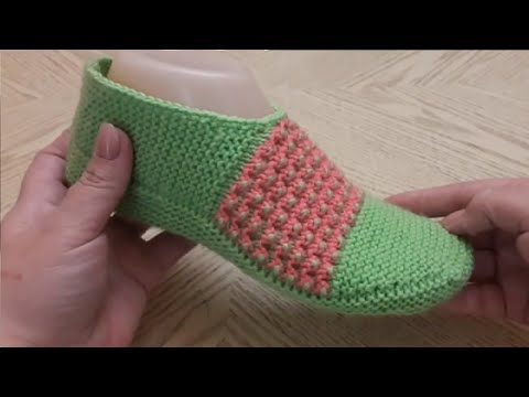 Видео: Тапочки следки на двух спицах без швов  №2 / patik modelleri