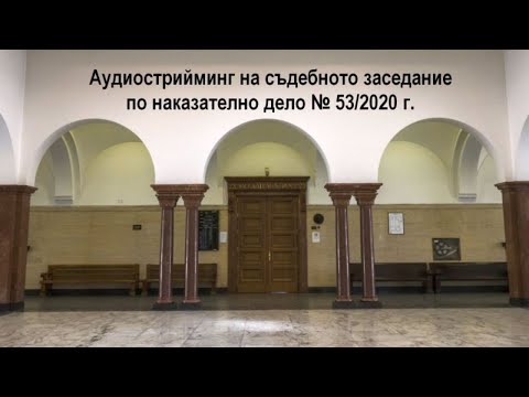 Видео: 22.05.2020 г., аудиострийминг на съдебното заседание по наказателно дело № 53/2020 г.