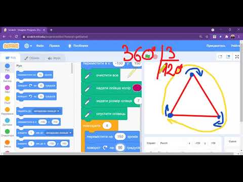 Видео: Квадрат, трикутник, шестикутник та коло у середовищі Скретч