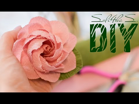 Видео: DIY soli4ka_s Красива троянда з гофропаперу/ красивая роза с гофробумаги/ crepe paper rose
