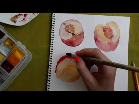 Видео: Как нарисовать персик? How to draw a peach?