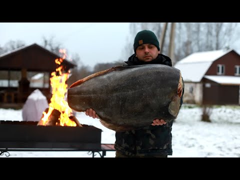 Видео: ПАЛТУС 15 КГ. ШАШЛЫК ИЗ РЫБЫ НА УГЛЯХ