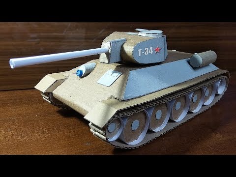 Видео: Как сделать Танк Т-34 из картона с Подвижной Башней