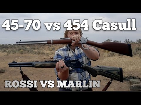 Видео: 45-70 против 454 Casull против кувшинов для воды. Marlin 1895 против Rossi 1892. 300 гран с мягки...