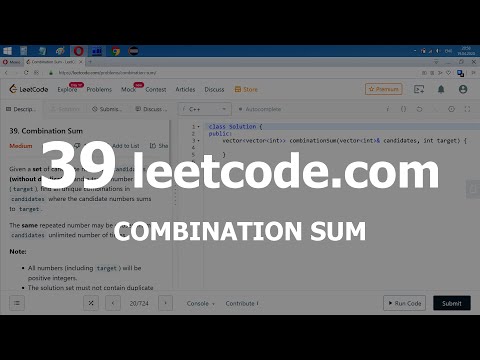 Видео: Разбор задачи 39 leetcode.com Combination Sum. Решение на C++