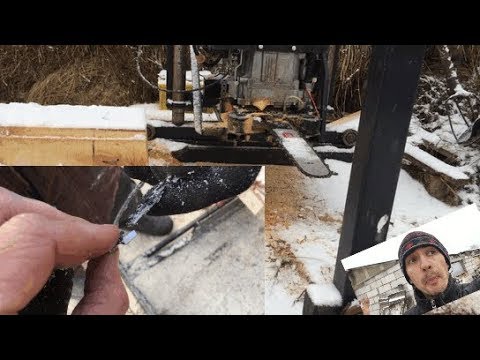 Видео: Порвало цепь на пилораме! Не умею точить цепь(
