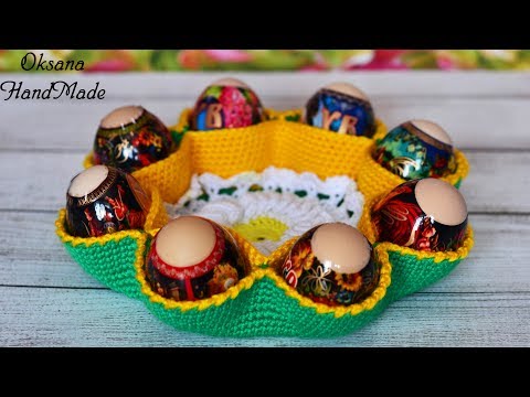 Видео: Пасхальная корзина крючком. Мастер класс. Easter basket crochet