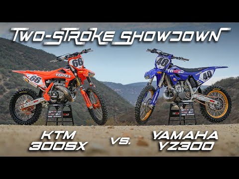 Видео: Двухтактное противостояние: KTM 300SX против Yamaha YZ300